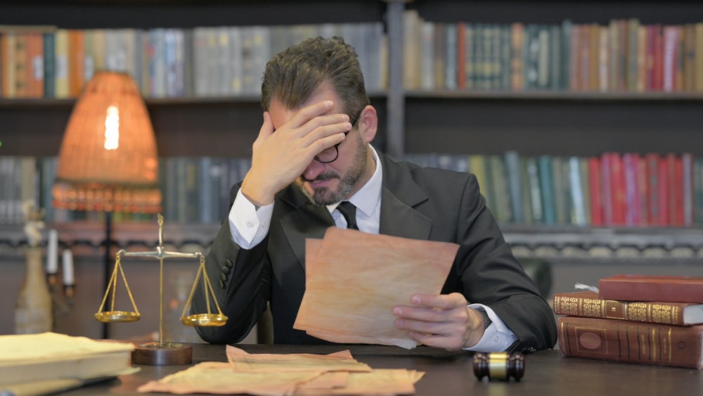 Person looking stressed while checking a court notice in Ontario